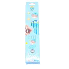 Cartoon 10 pencils in a box. hb pencils. Children's study stationery. Elementary school prizes with rubber pencils
