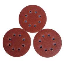 Red sand back velvet 5 inch 8 hole back velvet disc sandpaper air milling flocking sandpaper sheet back velvet sandpaper disc sand manufacturer