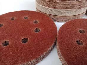 Red sand back velvet 5 inch 8 hole back velvet disc sandpaper air milling flocking sandpaper sheet back velvet sandpaper disc sand manufacturer