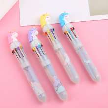 Cartoon unicorn beast 10 color ballpoint pen. Ballpoint pen. Multicolor pen. Korea creative stationery learning office supplies