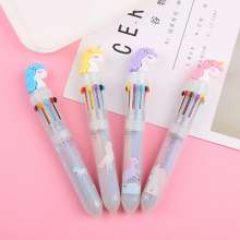 Cartoon unicorn beast 10 color ballpoint pen. Ballpoint pen. Multicolor pen. Korea creative stationery learning office supplies
