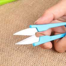 U-shaped color plastic spring shears. Cross stitch thread shears for home sewing mini. Hand cut. Cross stitch cut