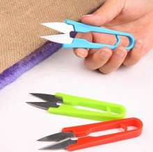 U-shaped color plastic spring shears. Cross stitch thread shears for home sewing mini. Hand cut. Cross stitch cut