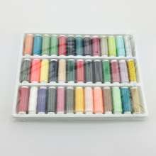 Plastic hand-held box with 39 color 402 sewing thread. Household sewing machine hand stitches