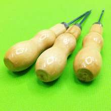 双葫芦木柄锥子 圆孔钩钻 diy缝纫工具针孔钻 修鞋用品