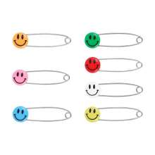 Colorful stainless steel baby safety pin. Large bread pin. Mouth pin. Children's smiley face pin