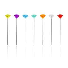 Colorful faceted diamond pearlescent needle. Hand sewing quilts with fixed pins. Clothing pins