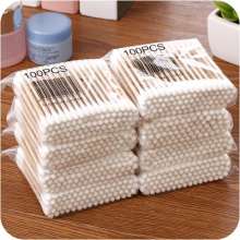 100 soft bag wooden sticks double tip cotton swabs Tampon swabs Beauty wand. Makeup cotton swabs Cotton swabs.