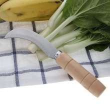 Stainless steel fruit pineapple knife knife. Banana scimitar with wooden handle and peel