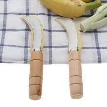 Stainless steel fruit pineapple knife knife. Banana scimitar with wooden handle and peel