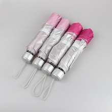Three folded pole silver rubber umbrella. Sunscreen sunshade umbrella umbrella pearl cloth flower umbrella. Umbrella