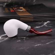 Forten smoking set. Creative imitation sepiolite resin pipe. Hot stall selling curved red tail filter pipe white