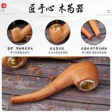 Old fashioned hand sanding solid wood pipes. Pipe. Domestic retro portable multi - gauge practice bucket