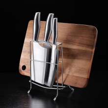 Thickened 2 knife notches stainless steel knife holder Kitchen multifunctional tool shelf storage rack cutting board rack non-magnetic steel knife holder
