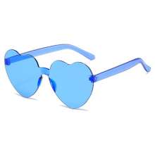 2023 Peach Heart Sunglasses Love Sun eyes. Glasses. Pendulum glasses. Mirror Jelly Gradient Color rimless heart-shaped one-piece dazzling tinted sunglasses