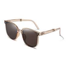 New folding sunglasses. Female Ume purple advanced sensitive face small live sun eye glasses. Mirror summer UV protection