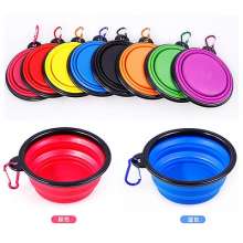 Portable outdoor pet silicone folding bowl Dog food bowl feeder cat drink. Pets drink from bowls. Pets eat from bowls