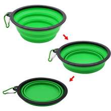 Portable outdoor pet silicone folding bowl Dog food bowl feeder cat drink. Pets drink from bowls. Pets eat from bowls