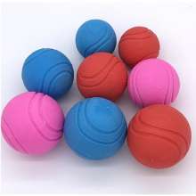 Dog toy. Pet nibble through rope solid ball. Rubber bouncy ball. Teething pet toy for dog training