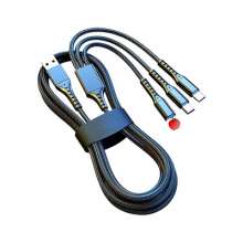 66w fishing net woven tow three charging cable. Super Fast Charge data cable for Android typec 3-in-1 charger. Data cable