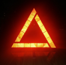 Small tripod warning signs for cars. Folding tripod for traffic emergency warning reflective signs